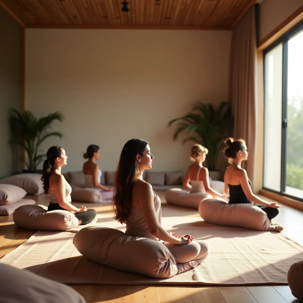 Yoga pose in serene studio